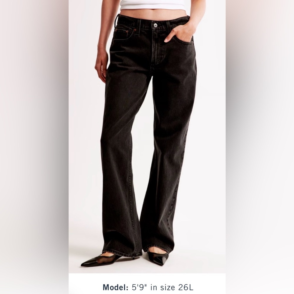 Abercrombie & Fitch The Baggy Low Rise Black Jeans In Short